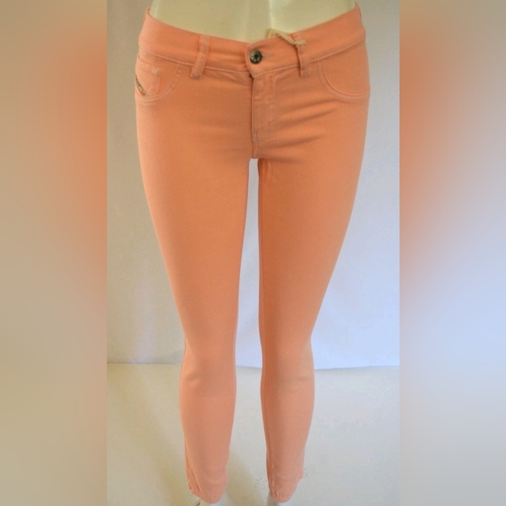 Diesel Y2K Skinny Jeans Neon Orange Size 26 NWT Festival Boho Summer